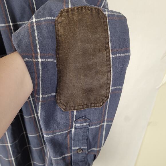 Ridgecut button up shirt blue plaid elbow patches Size medium Workwear - Picture 6 of 8